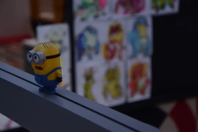 Game characters and figures on a desk at the Tangelo Games studio