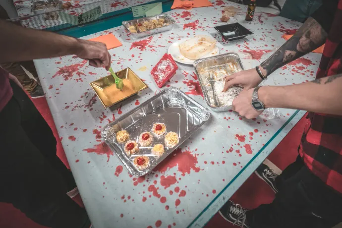 Food being served at a Tangelo Games team event